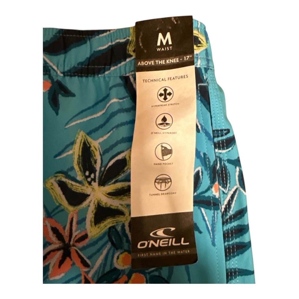 O’Neil Hermosa Swim Trunks Hyperdry Floral Print Bright Blue Medium surfing NWT - Picture 5 of 5
